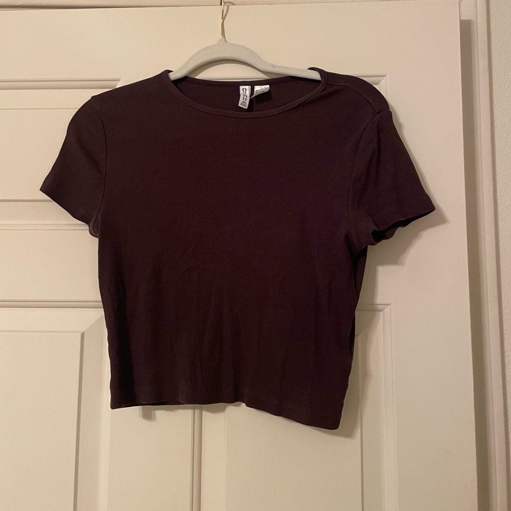 Brown ribbed crop top